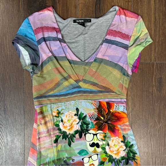 Desigual Women’s Striped Tutti Frutti Dress SZ SM - Picture 2 of 8
